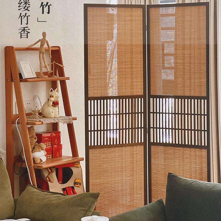 屏风隔断小户型玄关简约中式折室内移动间隔茶室客厅实木竹子屏障