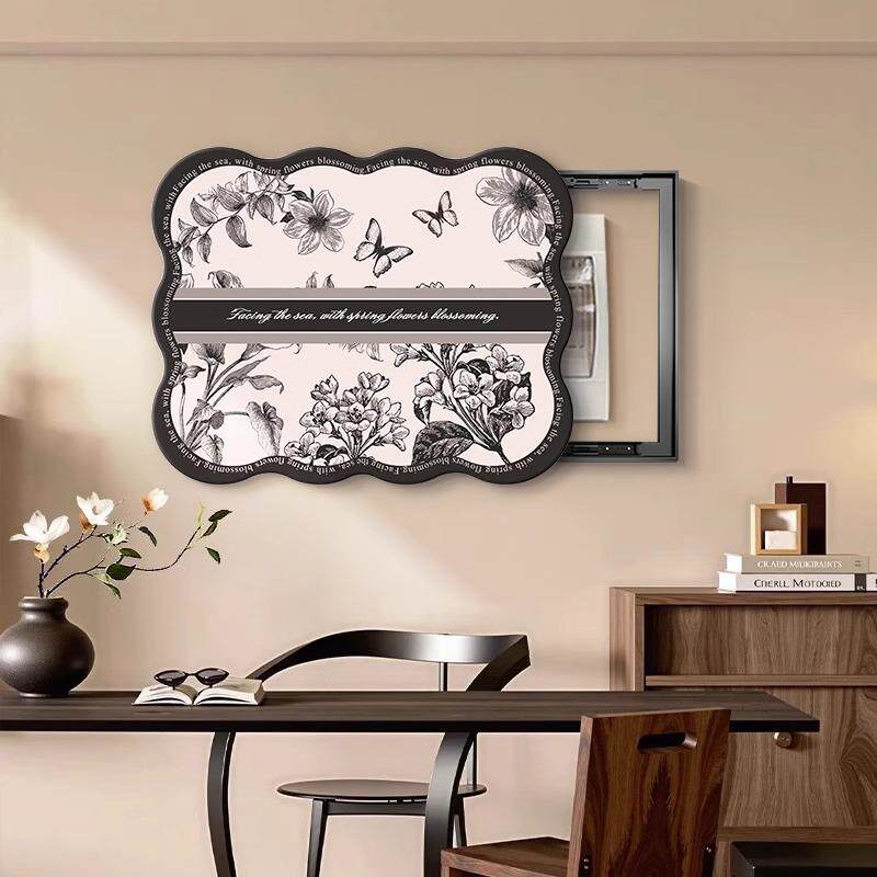 中古风电表箱装饰画复古蝴蝶多媒体遮挡电闸开关配电箱高级感挂画