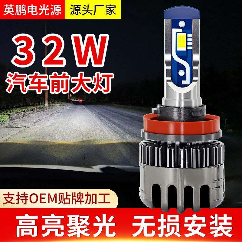 汽车LED大灯泡H7直插H1大功率白光H4远近光一体超亮H3光雾灯