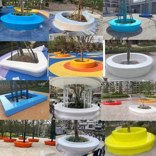 玻璃钢树池座椅定制户外公园休闲等候椅大型异形花池景观雕塑坐凳