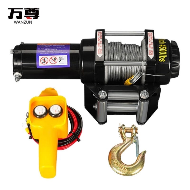 万尊电动a绞盘12v4500小型吊机电葫芦升降卷扬机