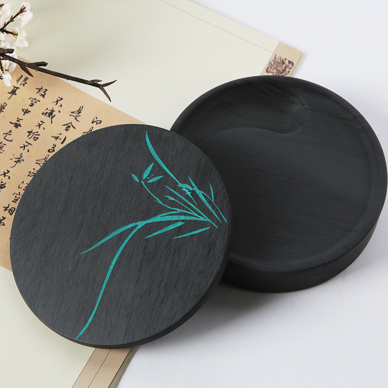 翟氏三炉 歙砚带盖砚台墨池装天然书法初学者太极学生砚台磨墨储