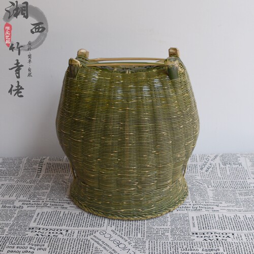 竹精编大竹篓全青皮泥鳅黄鳝鱼篓竹编筐精品水果采摘茶叶篓子