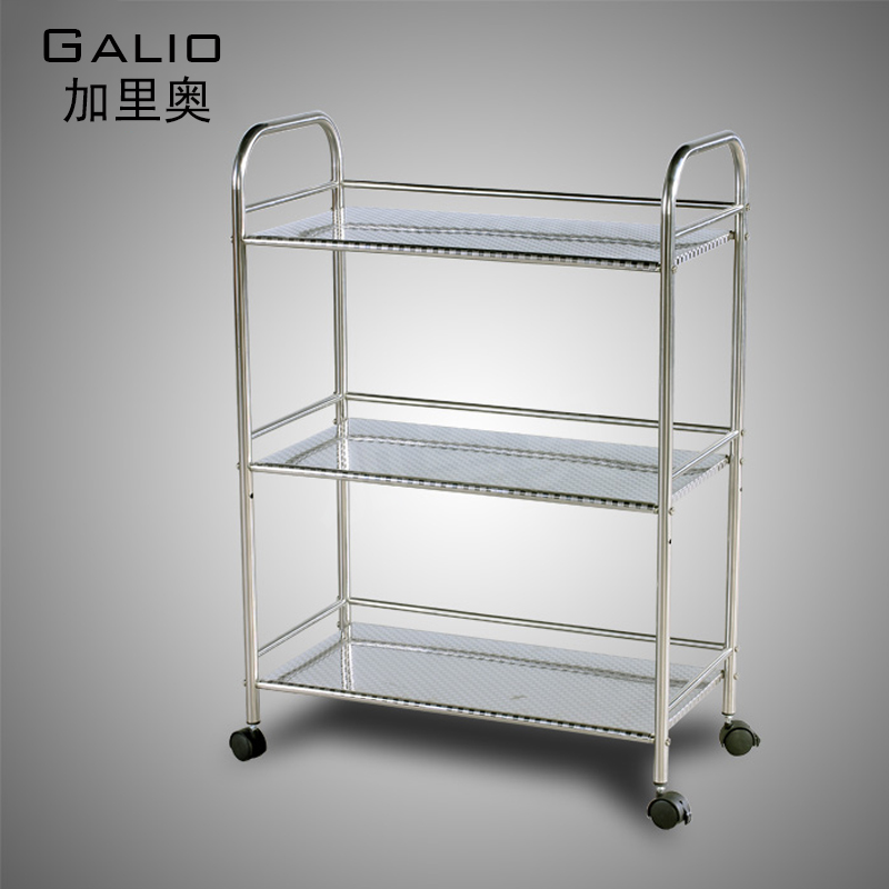 不锈钢三层火锅店菜架串串香餐厅饭店大小号推车微波炉烤箱收纳架