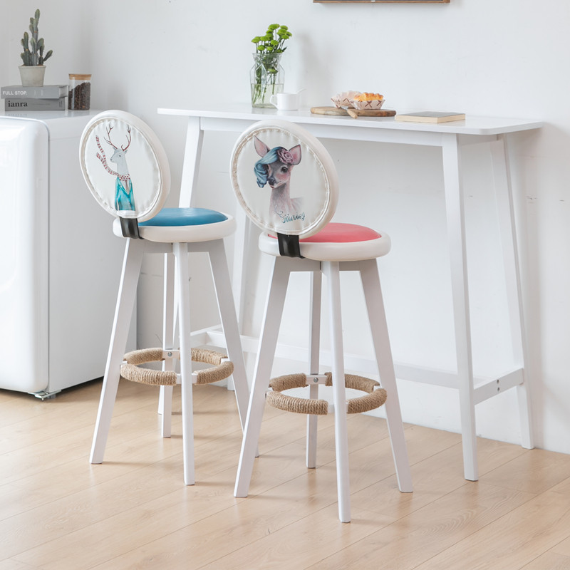 全实木长条桌子酒吧椅脚凳靠墙吧台桌阳台桌椅