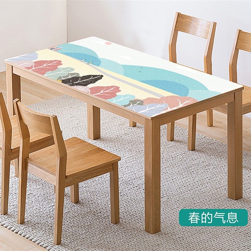 圆角软玻璃桌布 书桌茶几垫餐桌垫定制图案 防水防油图片