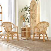 靠背藤椅天然真藤三件藤编老休闲阳台滕椅滕靠椅