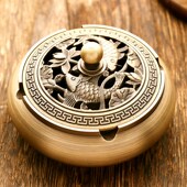 铜烟灰缸室内带盖个性 饰烟灰缸 潮流办公室防飞灰客厅装