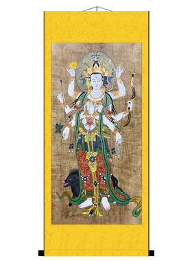 摩利支天菩萨画像二十四诸天挂画斗姥卷轴画装饰画已装裱挂轴防水