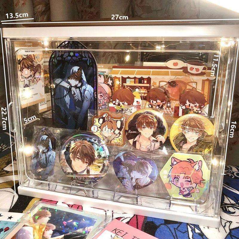 谷子收纳盒透明吧唧展示盒亚克力大容量小卡立牌架子桌面有盖75