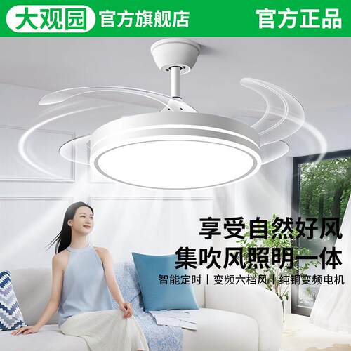 隐形风扇灯吊扇灯新款吸顶家用客厅餐厅卧室电扇吊灯中山灯具696L