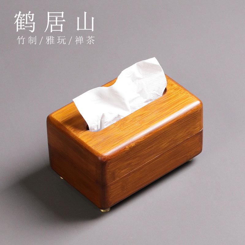 竹制纸巾盒家用客厅茶几收纳盒酒店宾馆中式餐厅创意简约餐巾抽纸