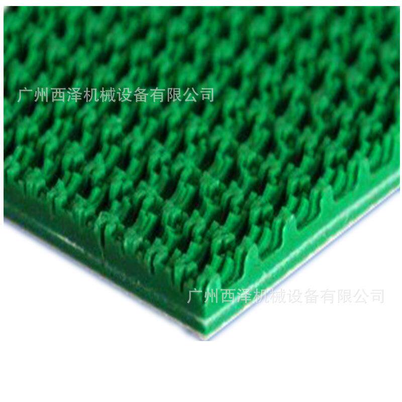 绿色钻石草纹PVC爬坡纸箱输送带 物流输送配防滑大摩擦力花纹带