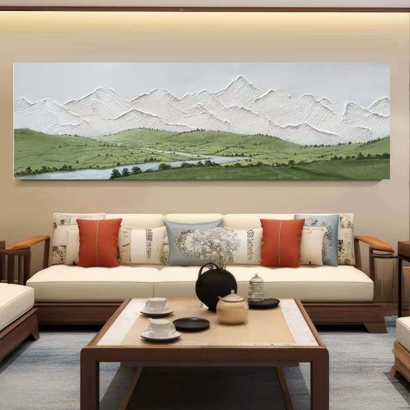 顺丰纯手绘油画客厅装饰画凹凸肌理感横版挂画卧室靠山