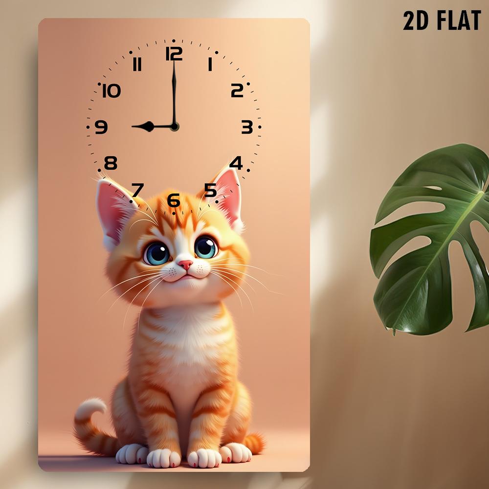 可爱猫咪主题时钟,以可爱猫咪为主题的静音挂画钟客厅餐厅办公室