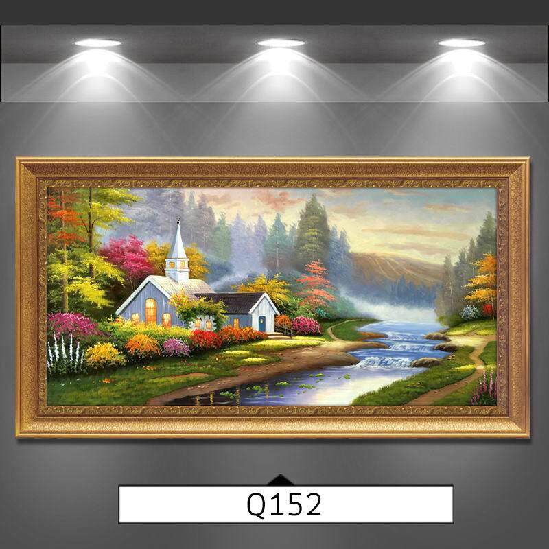 欧式风景山水画风水靠山油画客厅装饰画办公室挂画厂家直销