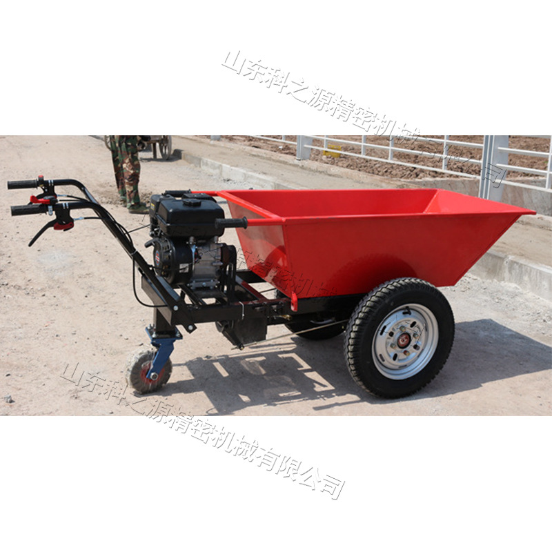 建筑工地汽油翻斗车 小型土方推拉运输车 手推式工地运料灰斗车