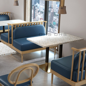 颜值控奶茶咖啡店铁艺卡座沙发桌椅饭店石英石