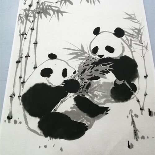 吴作 熊猫 国画水墨动物画客厅办公室饰画挂画墙画复制临摹