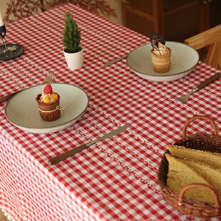 新年桌布面红色喜庆氛围感餐桌布复古格子春节装饰茶几餐桌台布