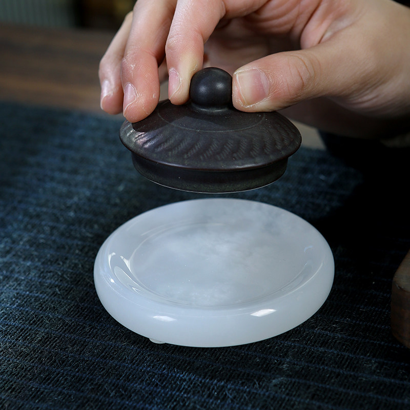 白玉盖置玉石玛瑙茶壶盖承茶扒搁置架壶盖子子茶桌饰品