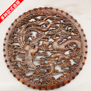 东阳木雕挂件实木仿古装修窗格门窗墙壁装饰画 圆形