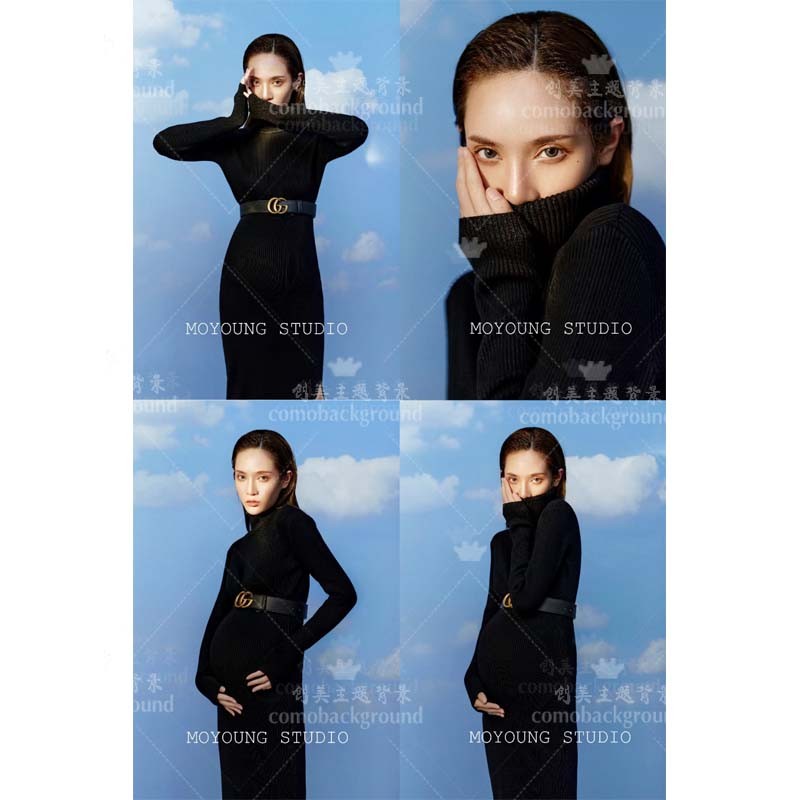 艺术写真蓝天白云拍照背景蓝色天空摄影背景布儿童白云写真喷绘布