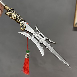 迷你三国微兵器落斧吕布方天画戟个人把玩桌面茶道未刃