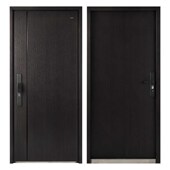 甲级防盗门型明铰链暗装 一门到顶木纹色进户门