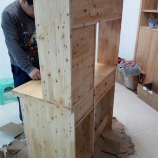 到楼下全柏木电脑桌带书架电脑桌家用学生书桌书桌