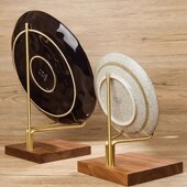 盘子展示支架实木牌茶饼瓷盘器观赏盏碟装 饰黑胶唱片架子