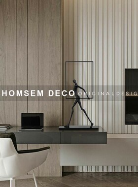 现代抽象黑色铁艺坐姿物雕塑样板房售楼处大厅软装饰品摆设