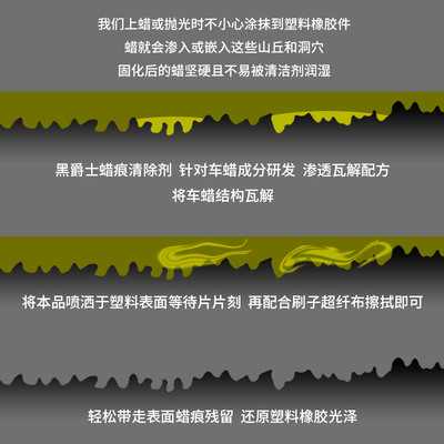 黑爵士蜡痕去除剂塑料橡胶除车蜡打在塑料上发白洁蜡除蜡