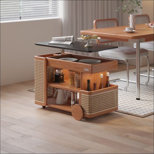 实木升降边几沙发边柜侧边柜小推车樱桃木客厅茶几
