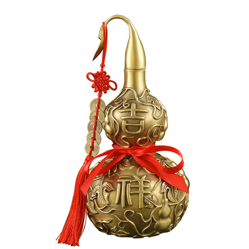 聚善缘开口铜葫芦摆件新房搬家家居葫芦小号招财客厅办公室装饰品