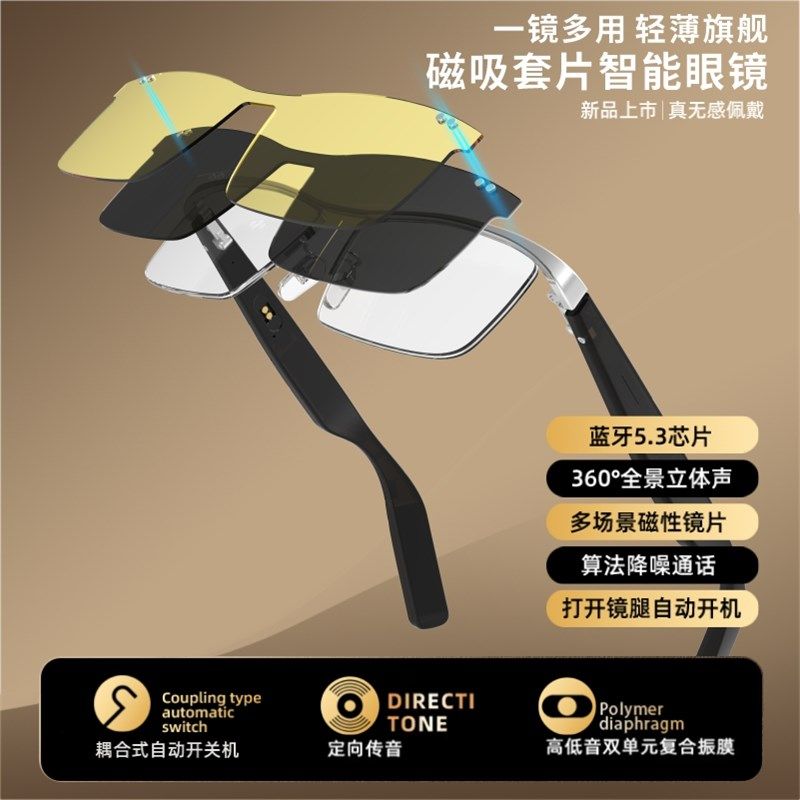 星空银半框眼镜磁吸镜近视墨镜驾驶镜日夜两用定制度数男款,智能设备,VR设备,淘宝优惠券,粉丝福利购,淘宝优惠卷