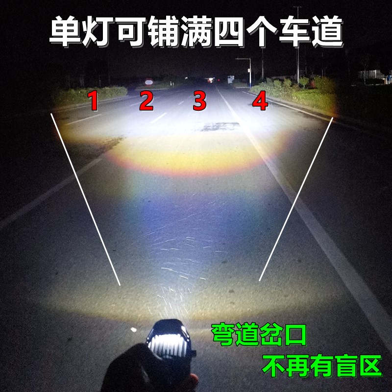 石栏电动车摩托车射灯超亮led大灯带远近光带切线外置迷你铺路灯