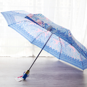 印图案三折全自动防风雨伞小新风
