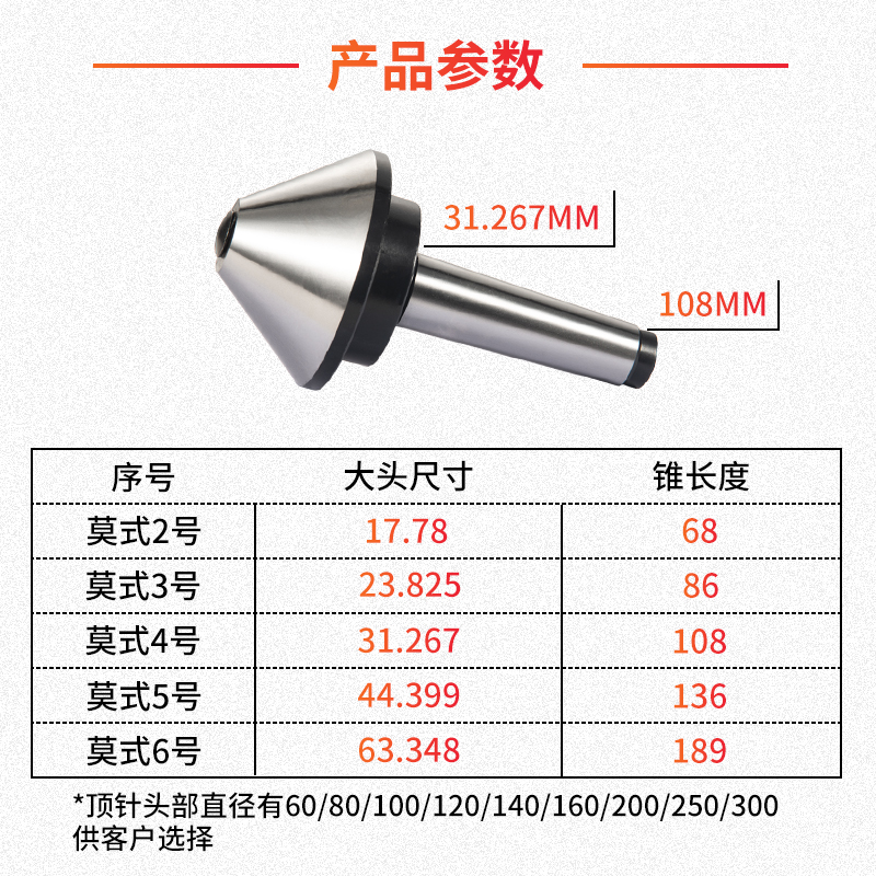 伞型/伞形顶尖莫氏合金MT3//5号车床高精密度蘑菇机床活顶针