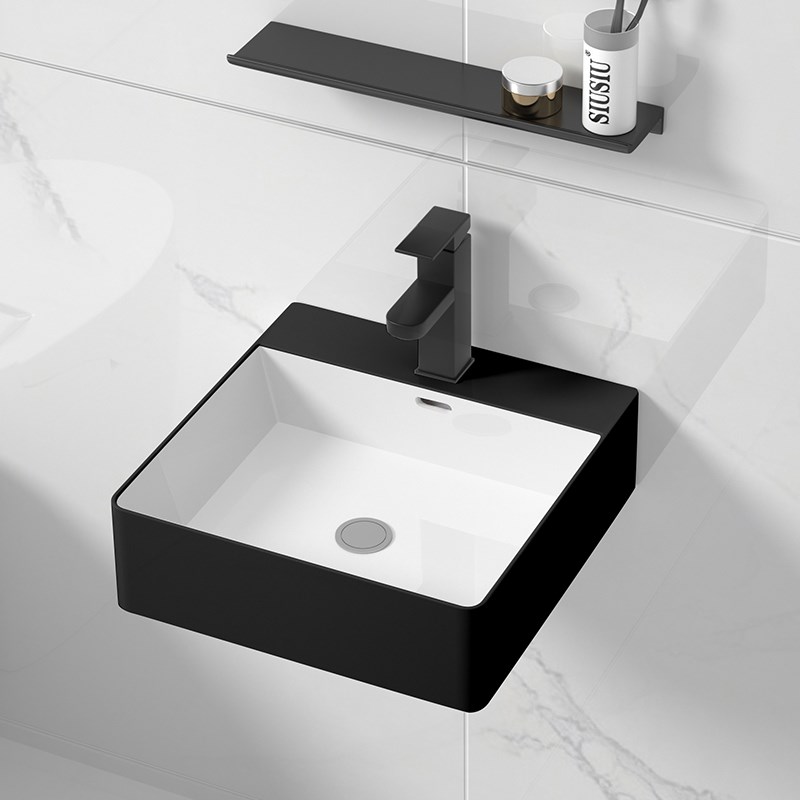 小户型黑色陶瓷超小号洗脸盆卫生间阳台面盆迷你洗手盆单盆挂墙式