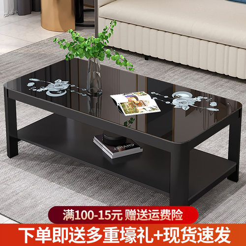 层小户型茶几桌现代客厅租房用圆角钢化小茶几