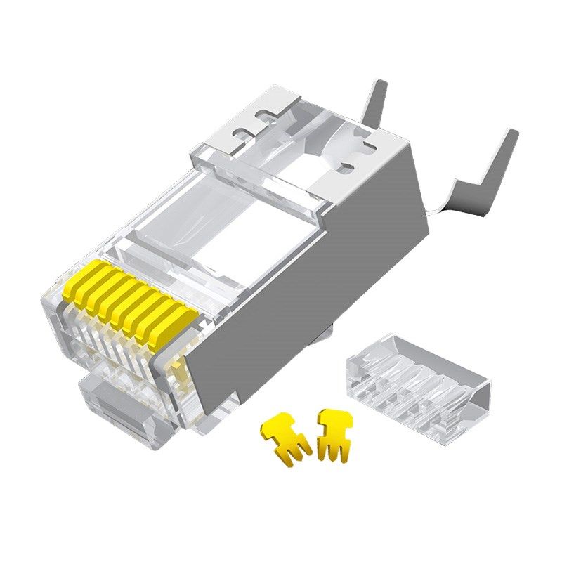 万兆超六七类水晶头网线屏蔽大线孔j燕尾夹连接器个