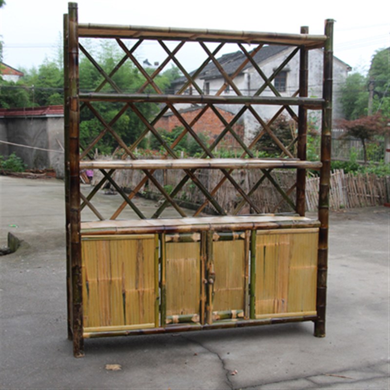 竹货架竹制品农家乐土特产货架 竹架饰品展示架带屋顶 复古架u1FO