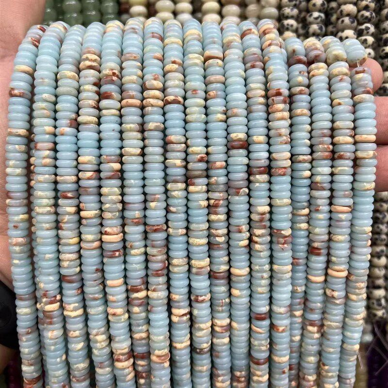 *算盘珠 天然寿山石隔片散珠 粉澳宝垫片圆片隔珠饰品