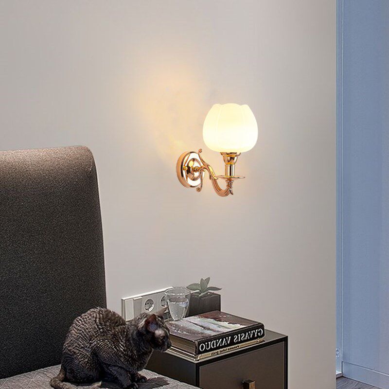 卧室床头灯金色现代带遥控阳台欧式客厅背景墙壁灯