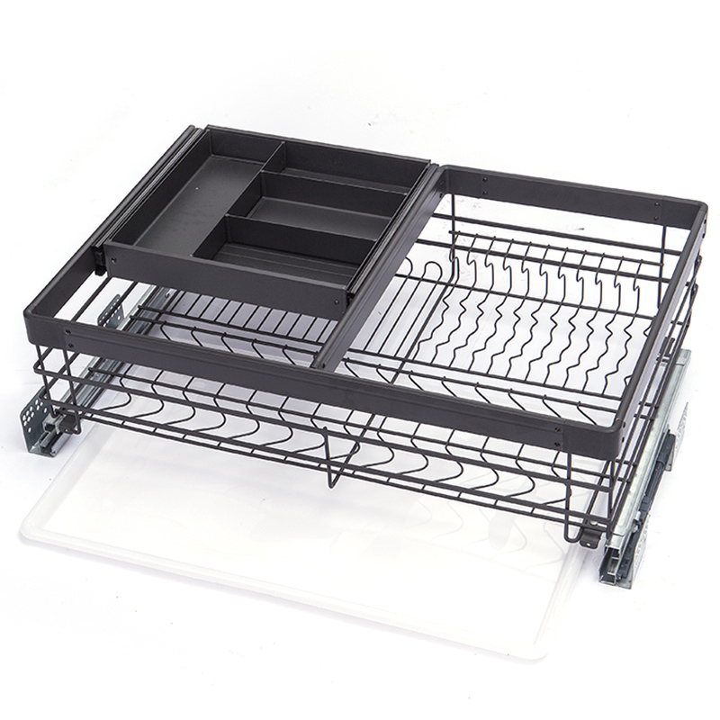 0橱柜拉篮0不锈钢碗碟拉拦7阻尼碗篮900层抽中抽屉式