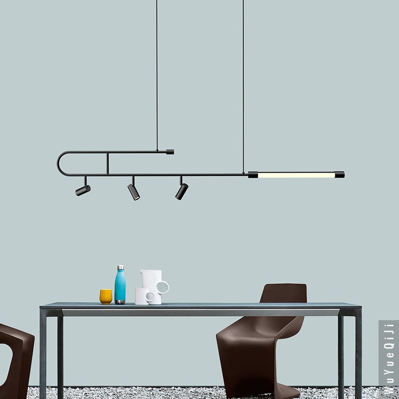 创意餐厅岛台茶室简约设计吊灯商铺前台吧台个性异型黑色线条灯具
