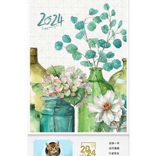 年挂历油画风挂墙富贵大格手撕日历月历公司定制