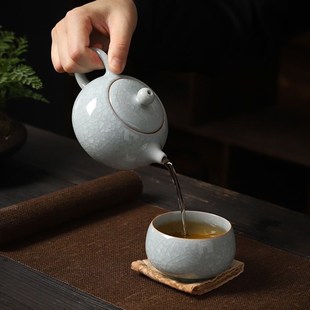 汝窑西施壶陶瓷遇水化冰泡茶壶功夫茶具大号单个茶壶片养金线