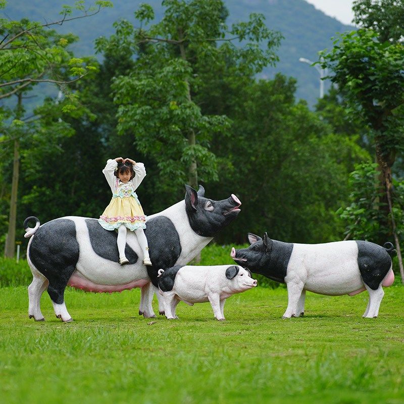 园装饰仿真小猪玻璃钢雕塑公园动物园饭店大型动物景观落地,家居饰品,户外/庭院摆件,淘宝优惠券,粉丝福利购,淘宝优惠卷